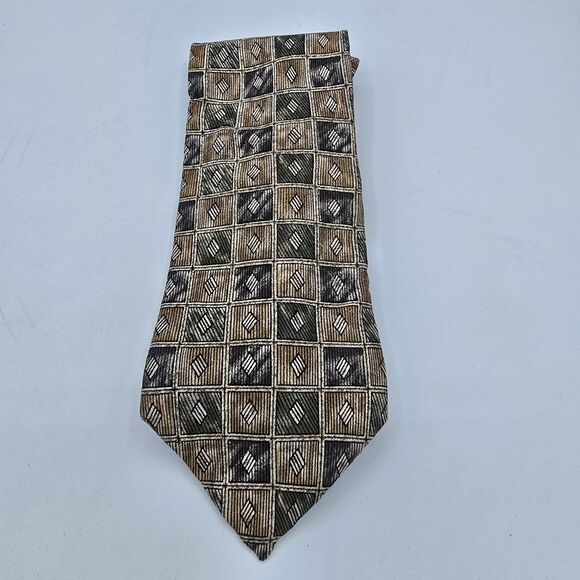 Carlo Ricci Tie 100% Silk Mens NeckTie Tan,Bronze, Brown, Vintage, 57 X 4 Inches - Picture 2 of 6